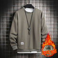 Men's Velvet Sweatshirt Autumn Winter Thick Warm Round Neck Long Sleeve