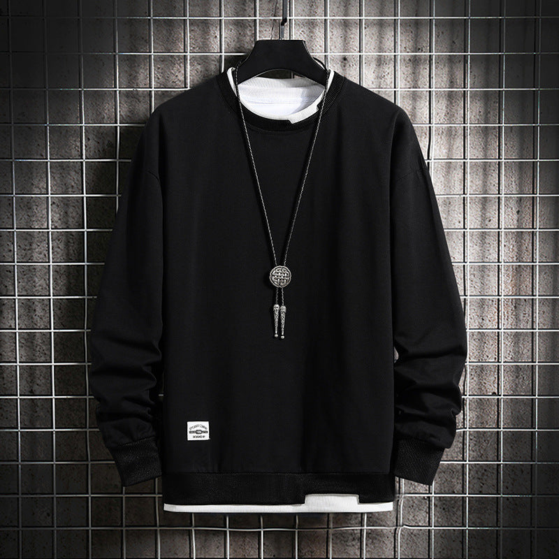 Men's Velvet Sweatshirt Autumn Winter Thick Warm Round Neck Long Sleeve