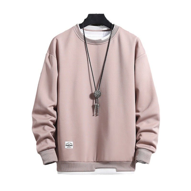 Men's Velvet Sweatshirt Autumn Winter Thick Warm Round Neck Long Sleeve