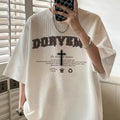 Men Waffle Short Sleeve T-Shirt White Casual Summer Style