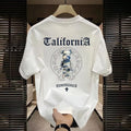 Men White Graphic T-Shirt Summer Streetwear